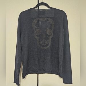 Zadig & Voltaire Navy Skull V-Neck Sweater